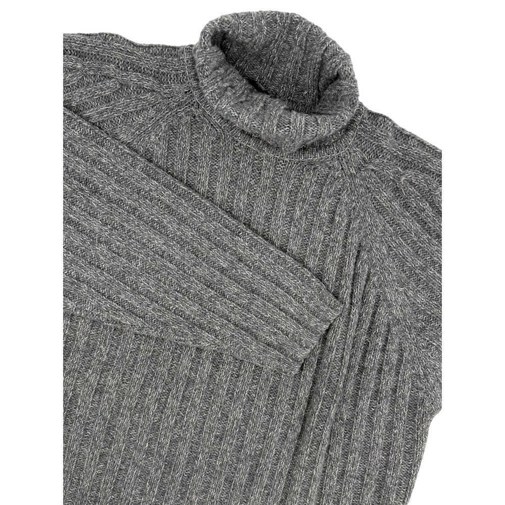Les Copains Jeans Gray Ribbed Lambswool Turtleneck Sweater Mens Large Italy